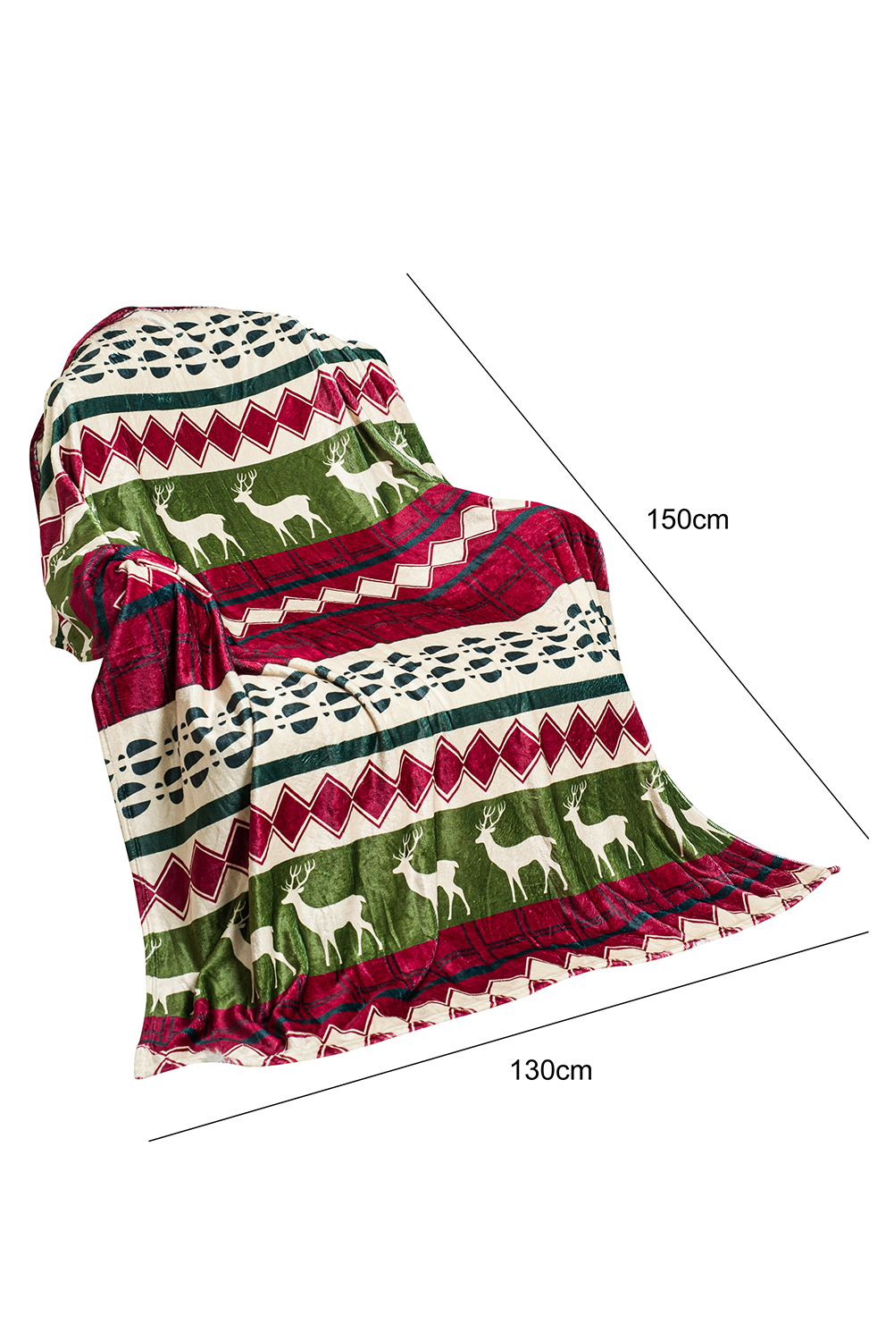 White Christmas Reindeer Snowflake Printed Sherpa Blanket