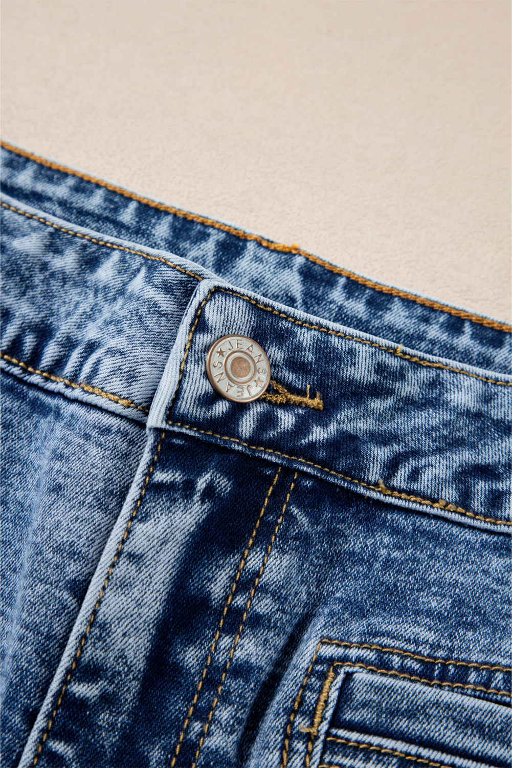 Light Blue Chic Patch Pocket Straight Leg Loose Jeans