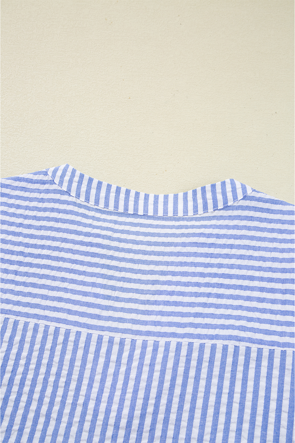 Sky Blue Stripe Bracelet Sleeve Tiered Shift Dress with Pockets