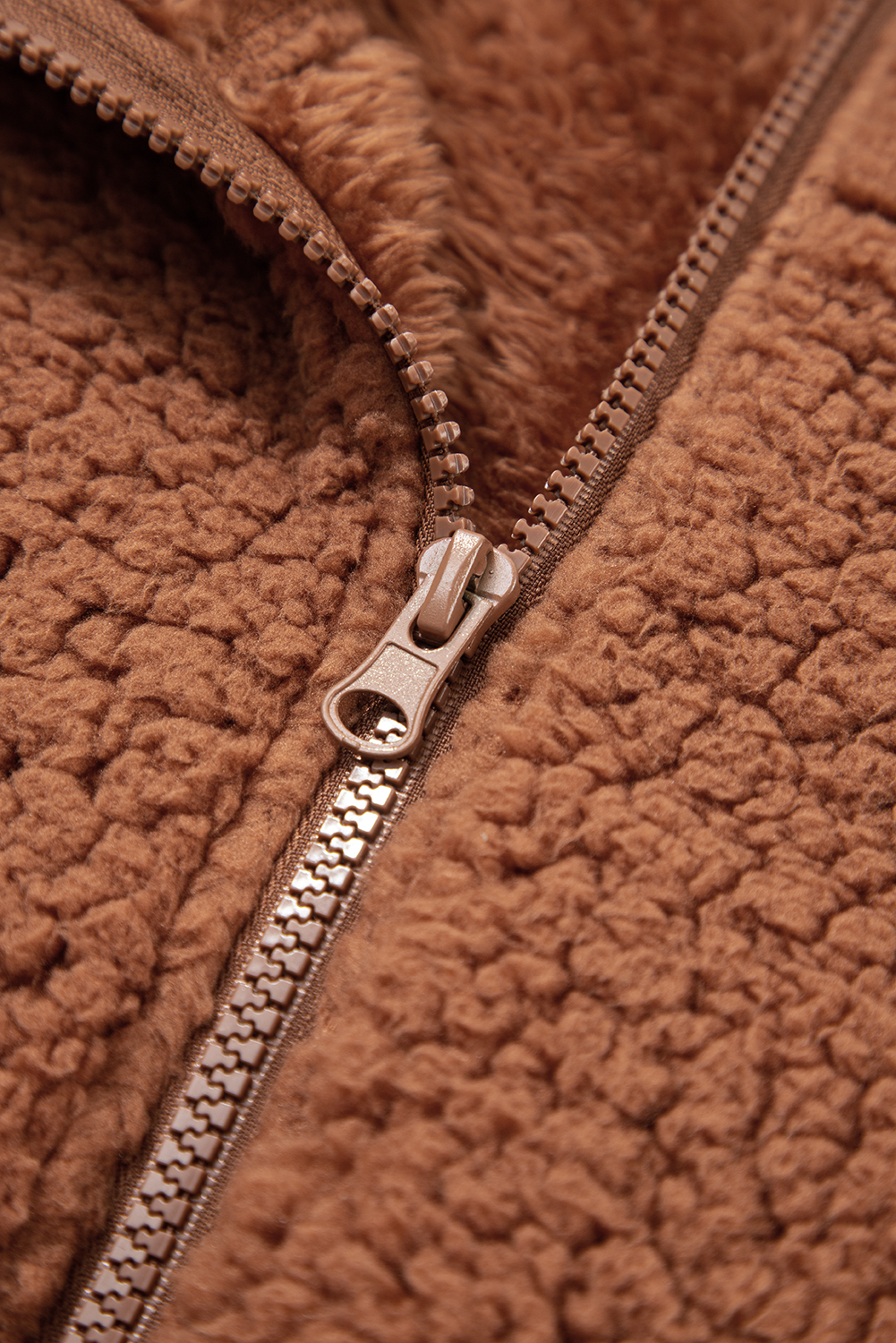 Straw Yellow Zip Up Hooded Sherpa Jacket