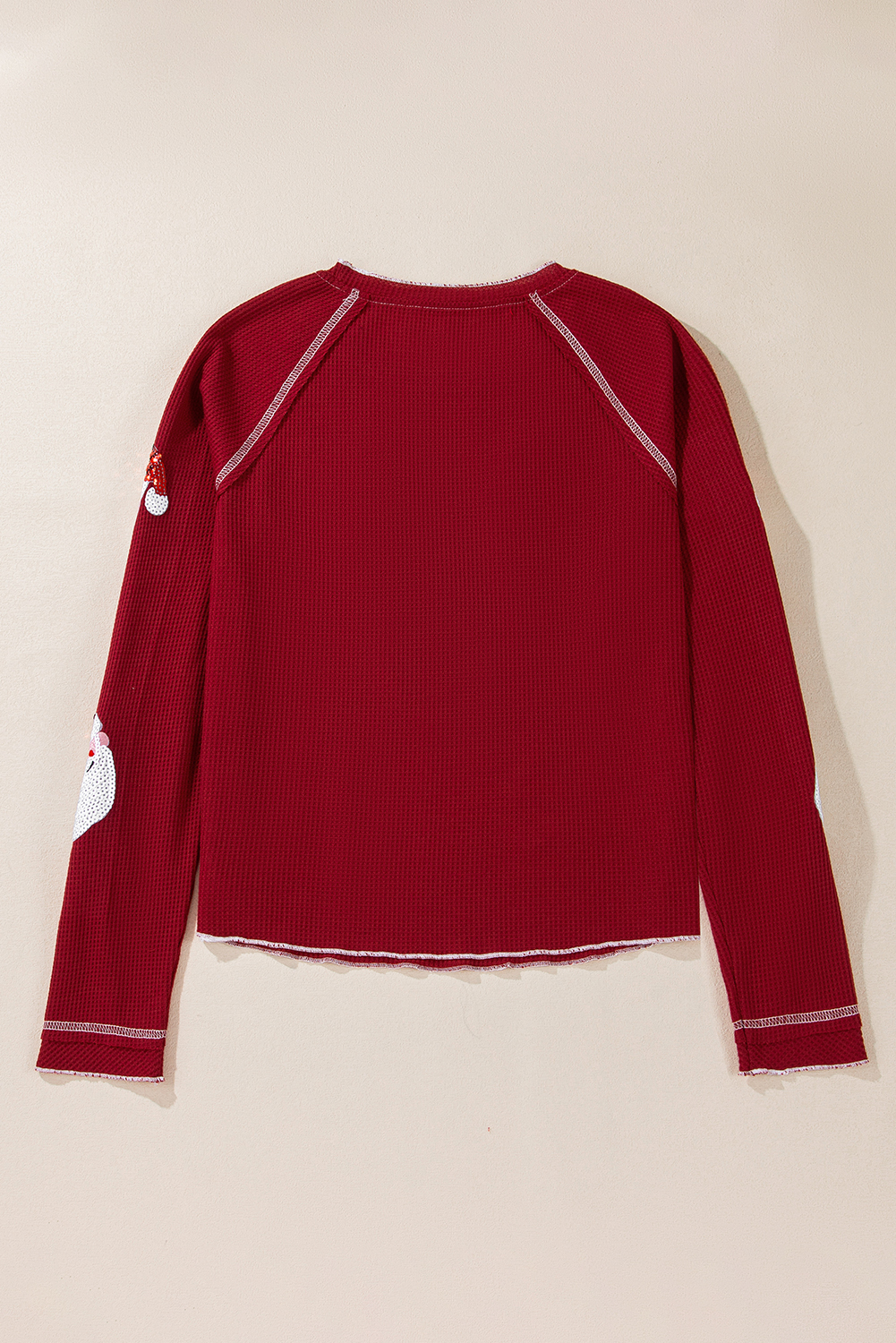 Smoke Gray Textured Round Neck Long Sleeve Top