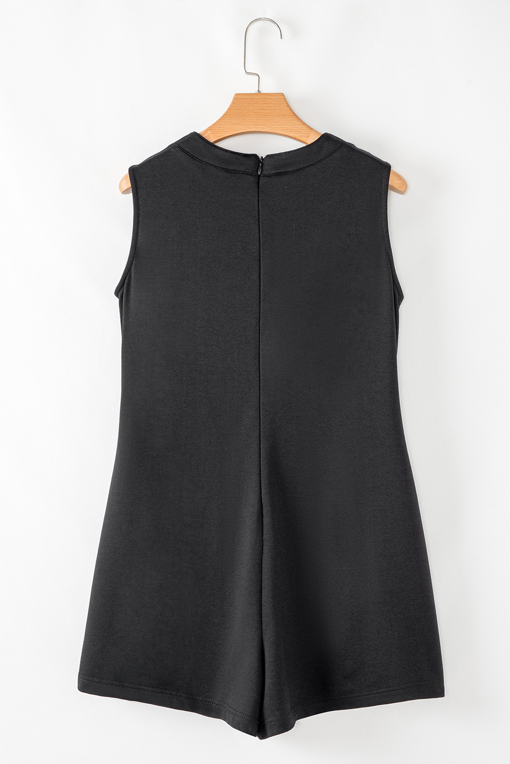 Smoke Green Tie V Neck Pintuck Sleeveless Loose Romper