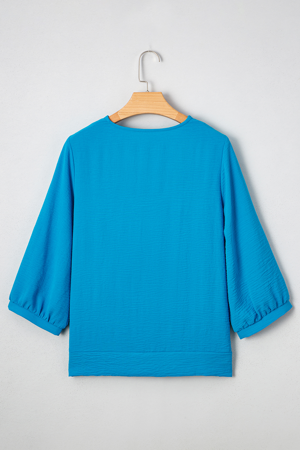 Sky Blue Frilled V Neck Bracelet Sleeve Shift Mini Dress