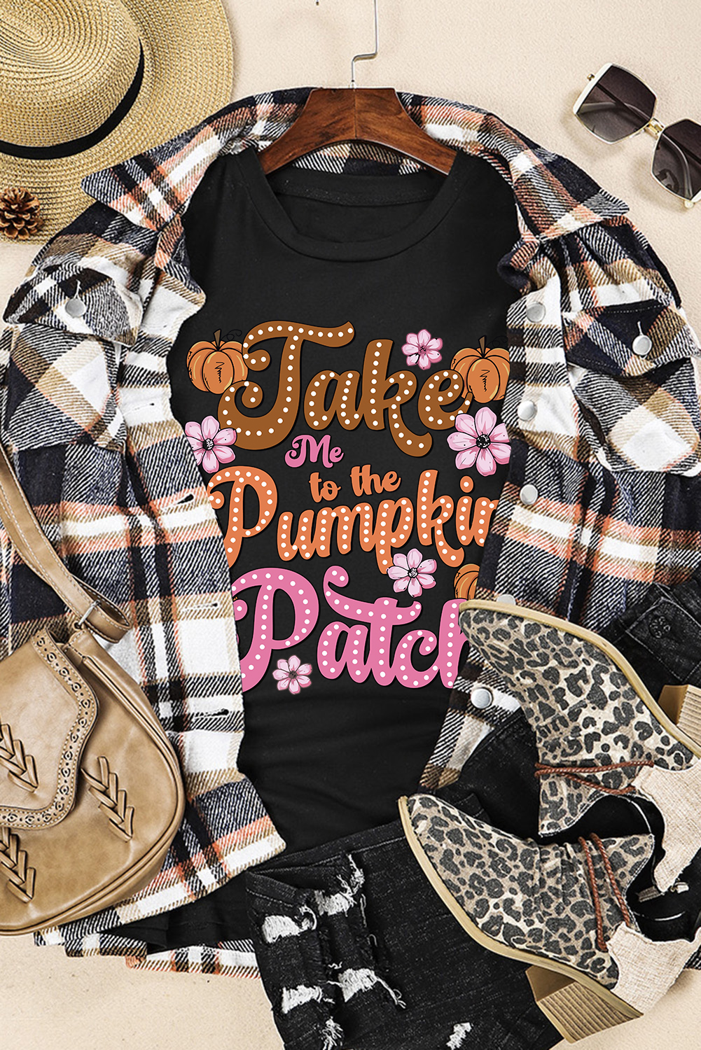 Black Halloween Ghost Pumpkin Print Crew Neck T Shirt