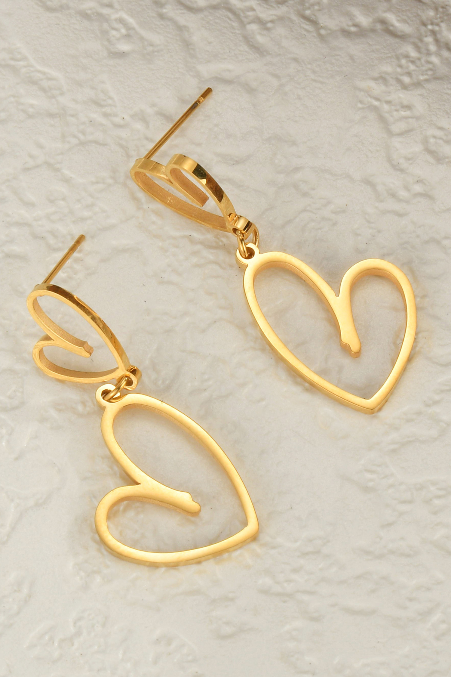 Gold Plated Dual Heart Stud Earrings