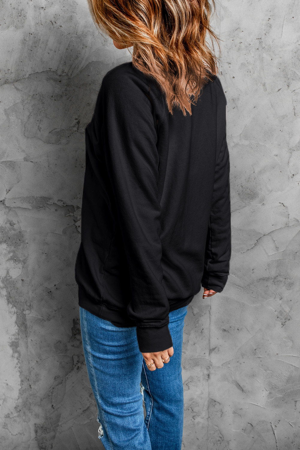 Black Candy Cane Patched Christmas Holiday Sweatshirt