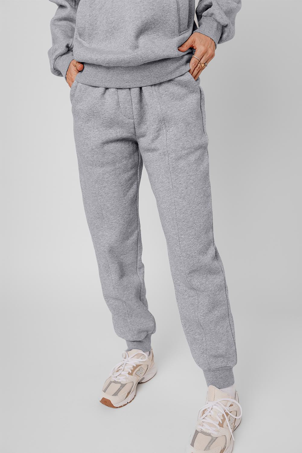 Navy Blue Solid Exposed Seams Hoodie and Joggers Activewear Set