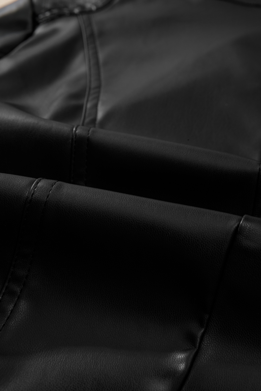 Chestnut Solid Faux Leather Zipper Slim Fit Bomber Jacket