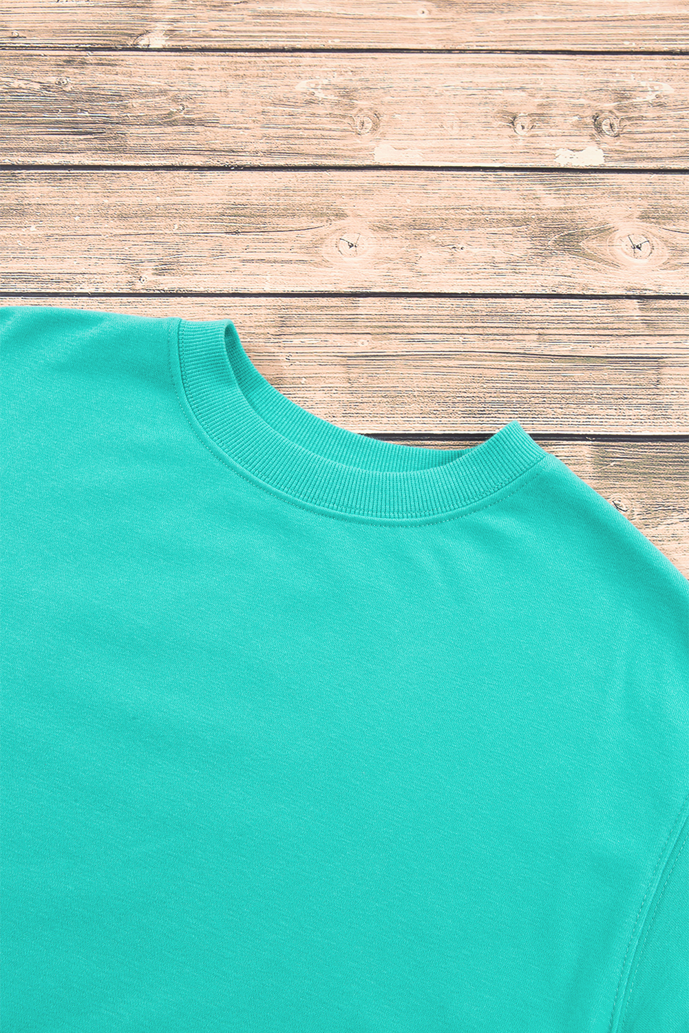 Navy Blue Plain Drop Shoulder Crewneck Pullover Sweatshirt
