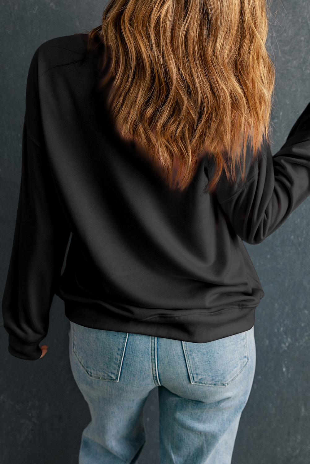 Black Christmas Candy Cane Sequin Patch Baggy Sweatshirt