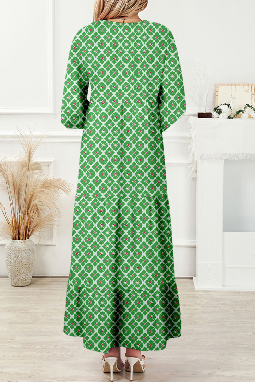 Sky Blue Boho Printed Half Sleeve Maxi Dress