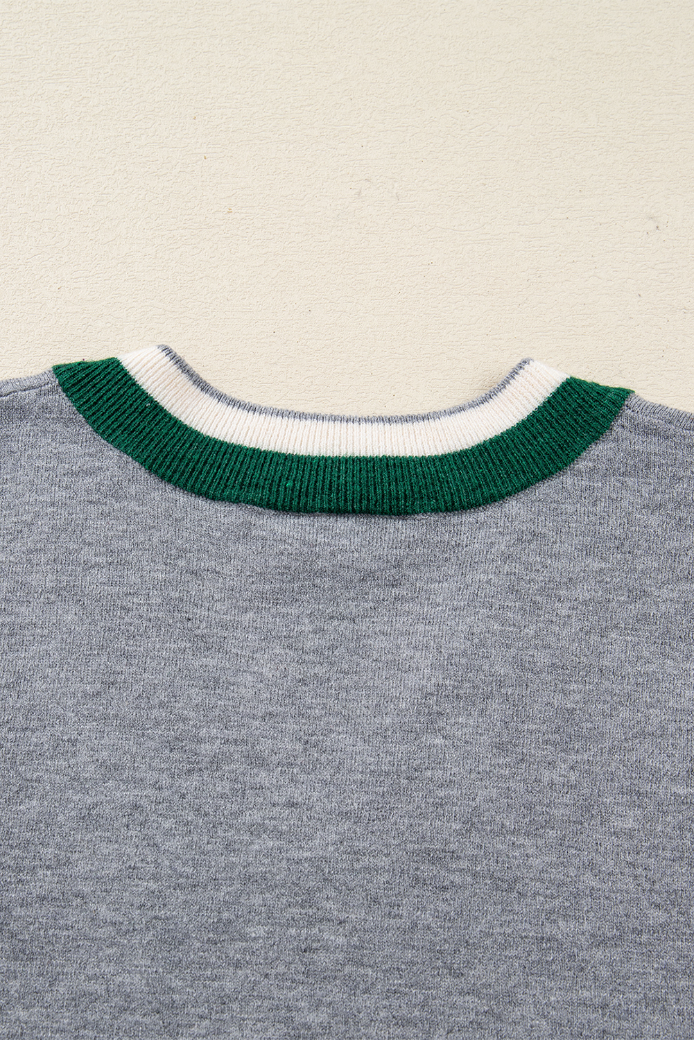 Black Contrast Striped Trim V Neck Varsity Sweater