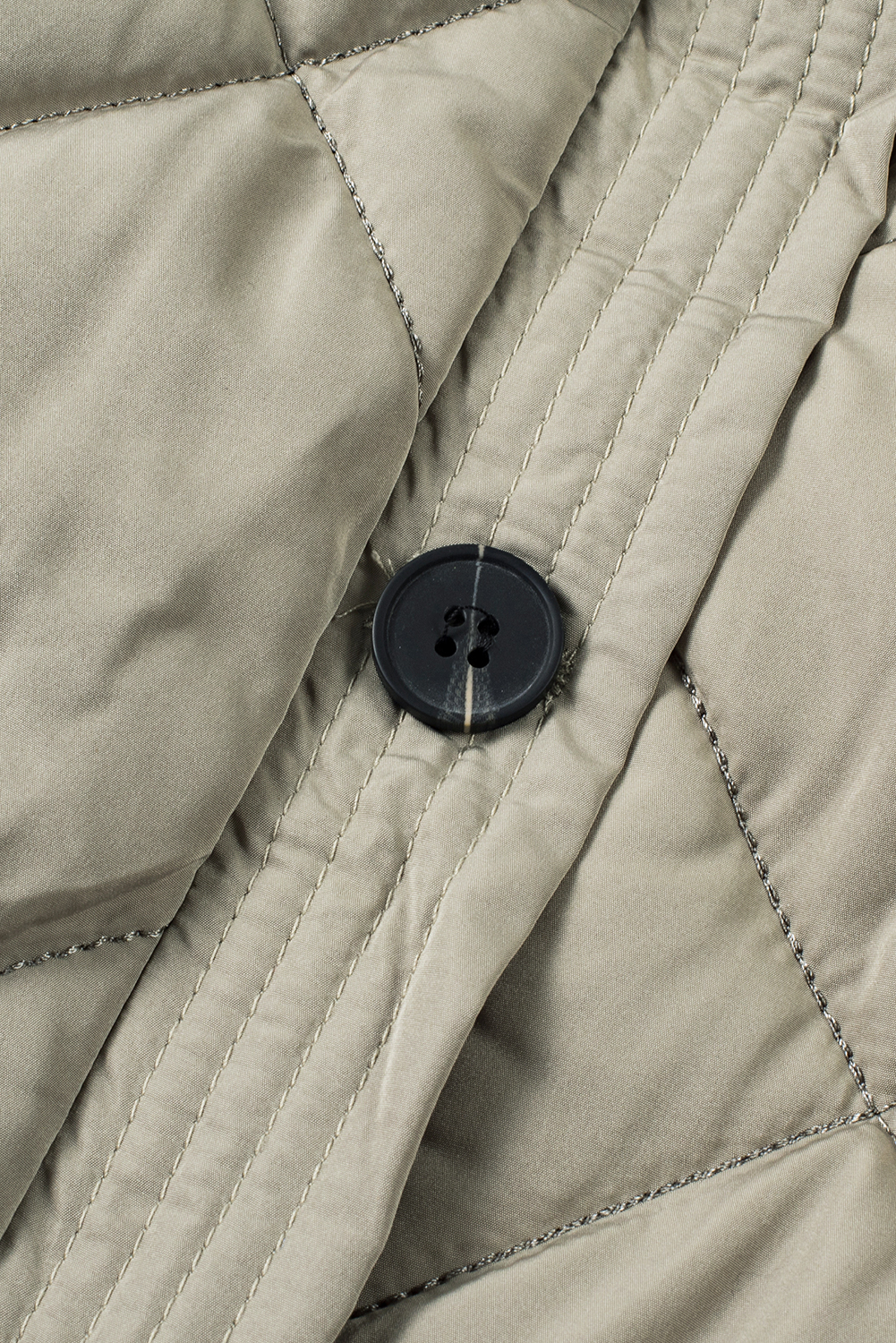 Green Quilted Snap Button Hooded Puffer Coat