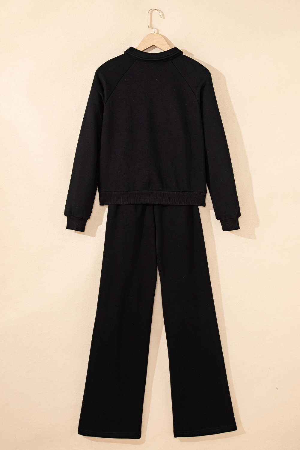 Dark Brown Solid Collared Sweatshirt and High Waist Pants Active Set