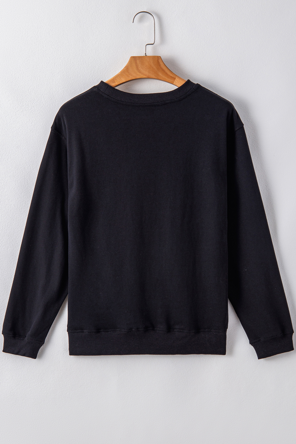 Navy Blue Plain Drop Shoulder Crewneck Pullover Sweatshirt