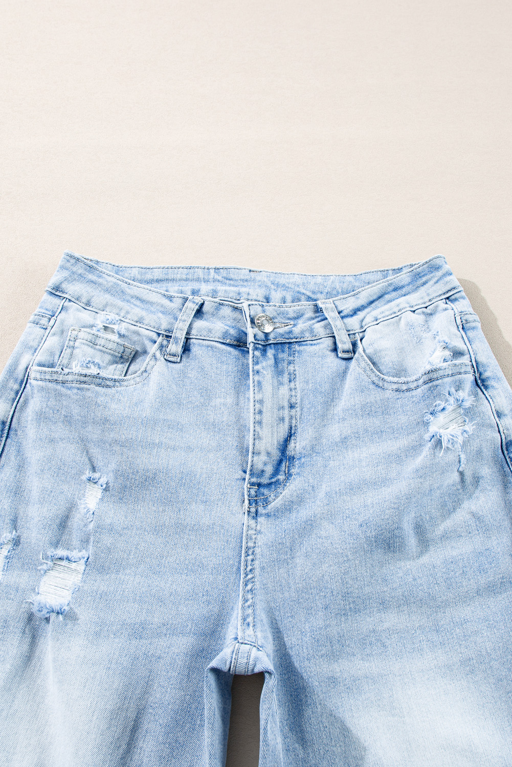 Beau Blue Light Wash Distressed Straight Jeans