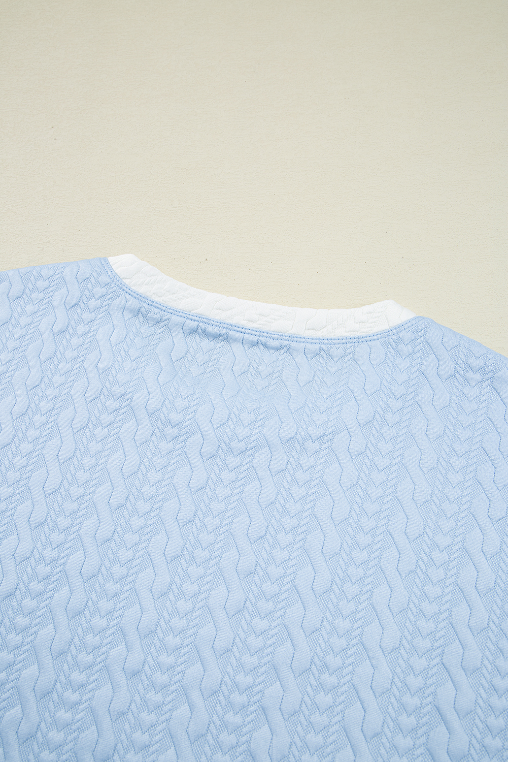 Beau Blue Contrast Trim Textured Crewneck Tee and Pocketed Skirt Set