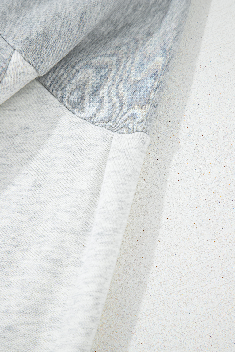 Gray Half Zipper Collared Drop Shoulder Side Slits Sweatshirt