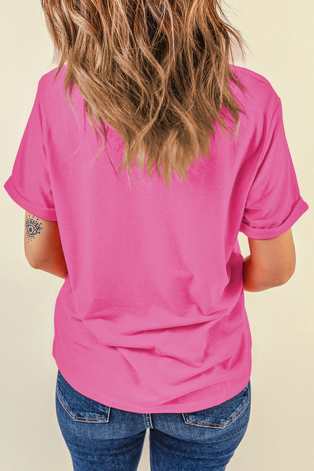Sachet Pink Checkered Heart Pattern mama Bow Graphic Tee