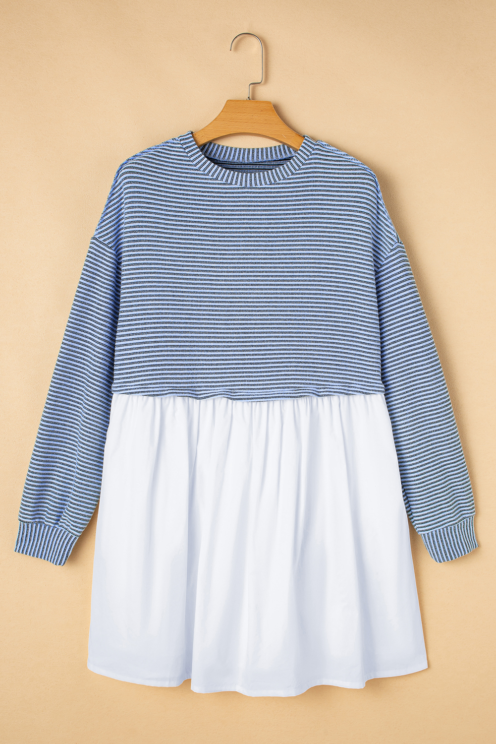 Pale Khaki Sweatshirt Poplin Mini Dress