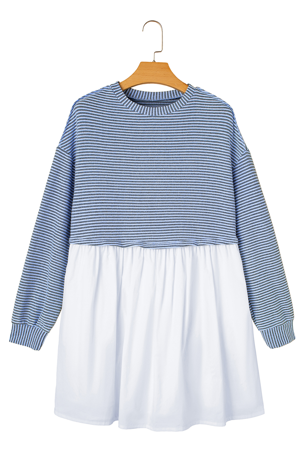 Pale Khaki Sweatshirt Poplin Mini Dress