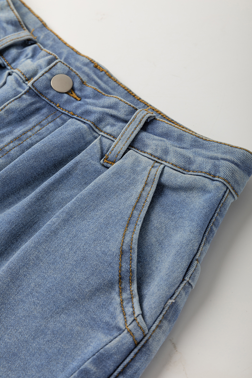 Ashleigh Blue Washed Pleated Detail Wide Leg Jeans