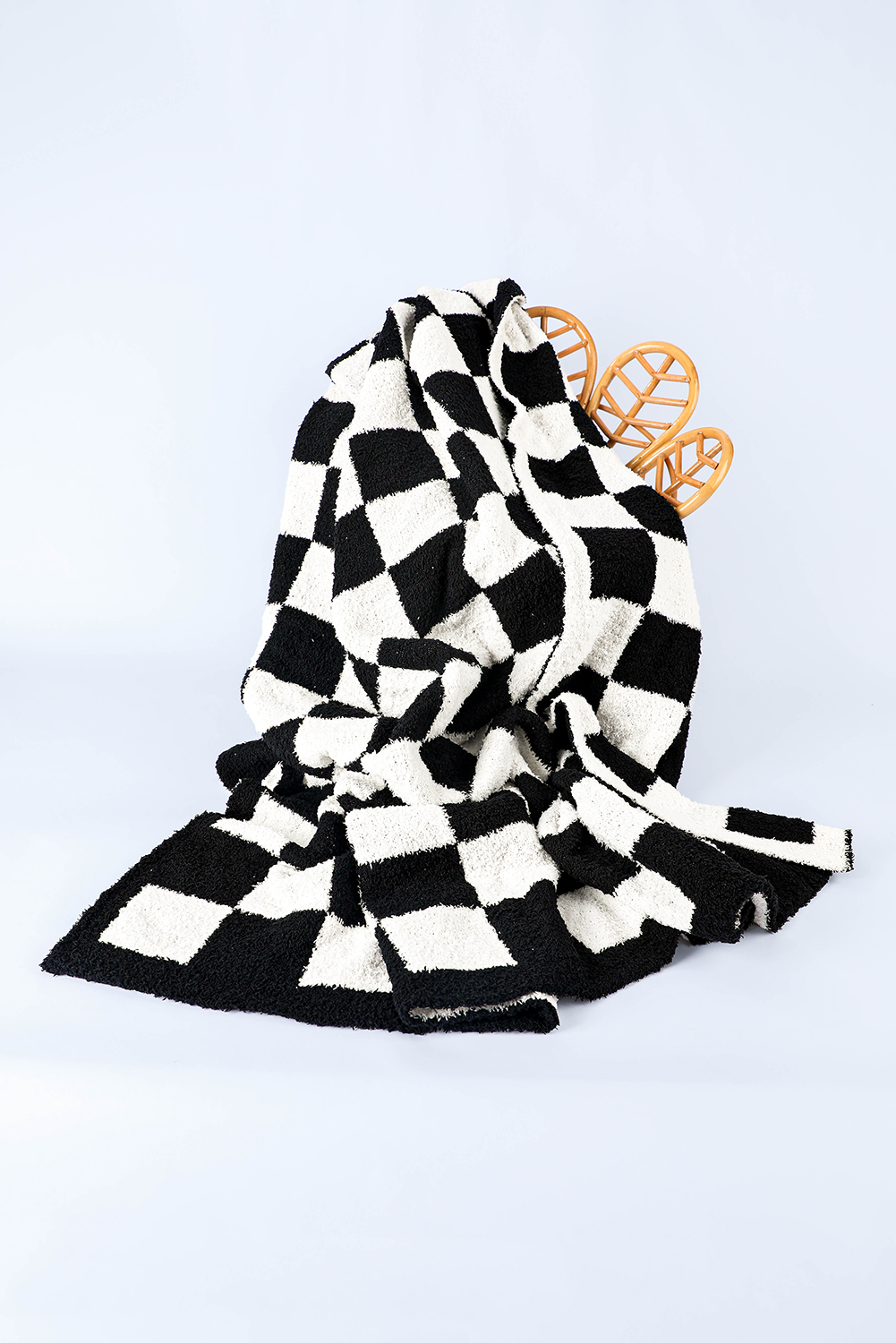 Fiery Red Plush Checkered Print Sofa Blanket 127*152cm