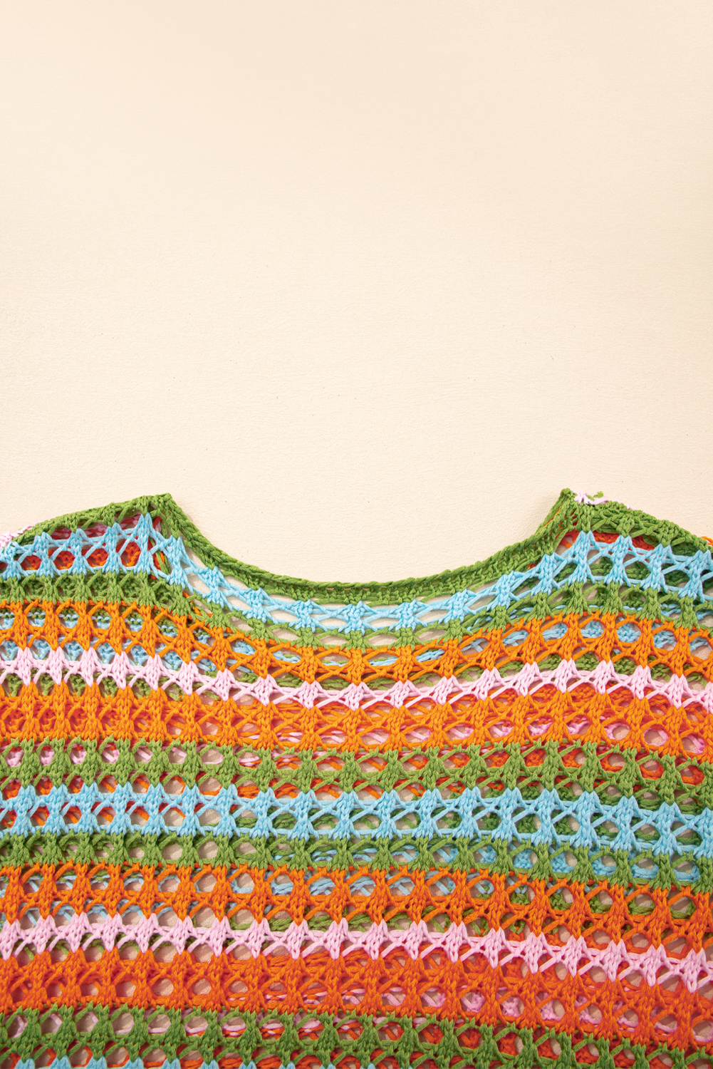 Purple Multi Stripe Open Knit Sweater Beach Cover Up