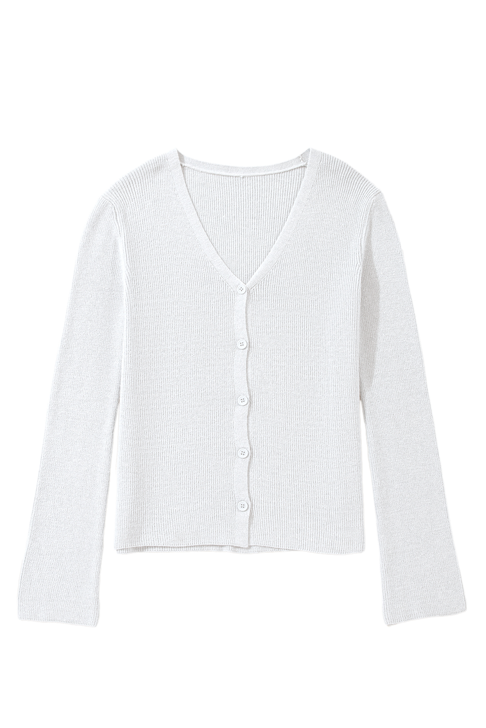 Moss Green Lightweight Ribbed Knit Button Front V Neck Cardigan