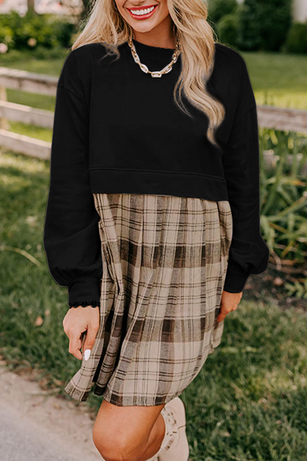 Pale Khaki Sweatshirt Poplin Mini Dress
