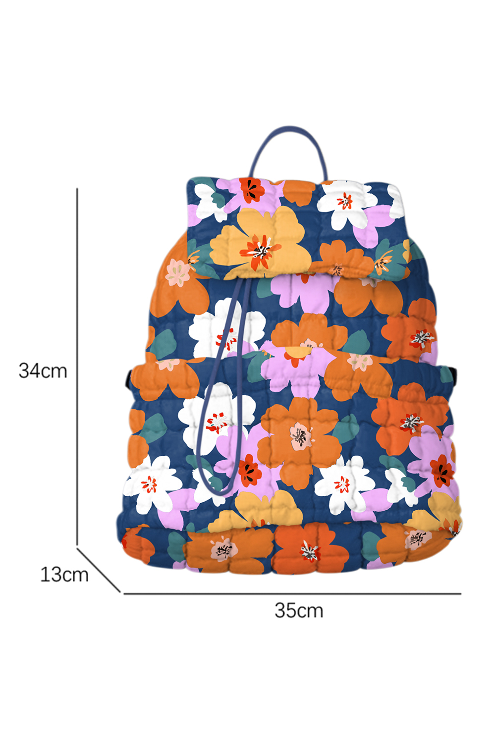 Sail Blue Flower Print Quilted Large Backpack