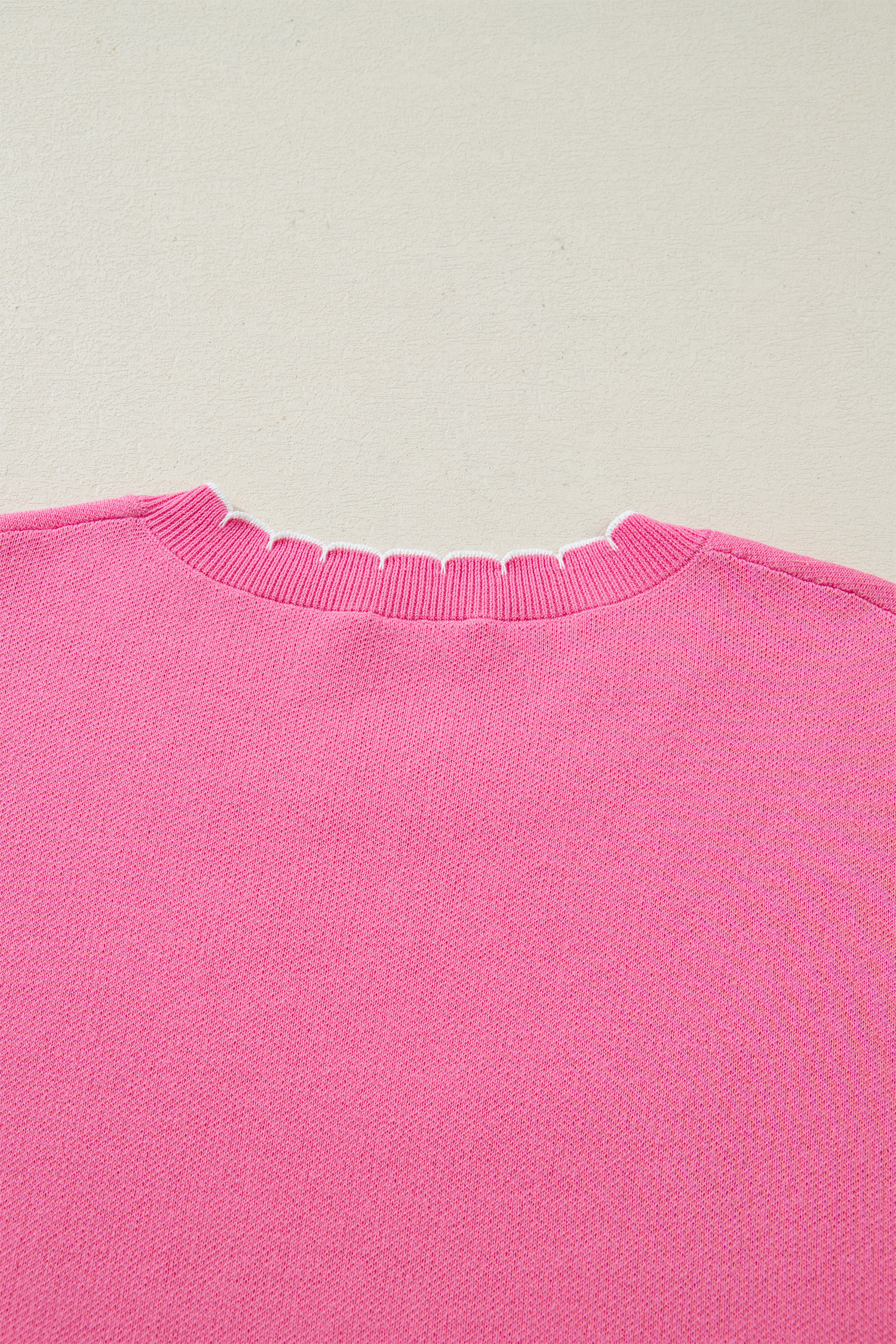Sachet Pink Big Ribbon Bow Print Contrast Stitch Trim Drop Shoulder Sweater