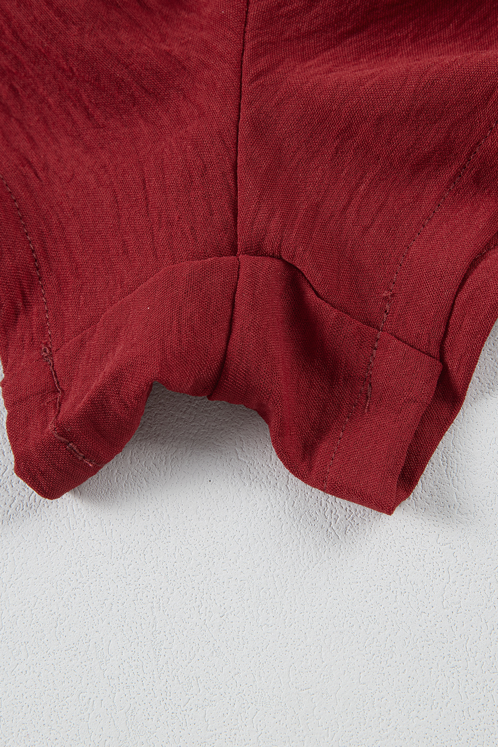 Burgundy Casual Pocketed Smocked Sleeveless Romper
