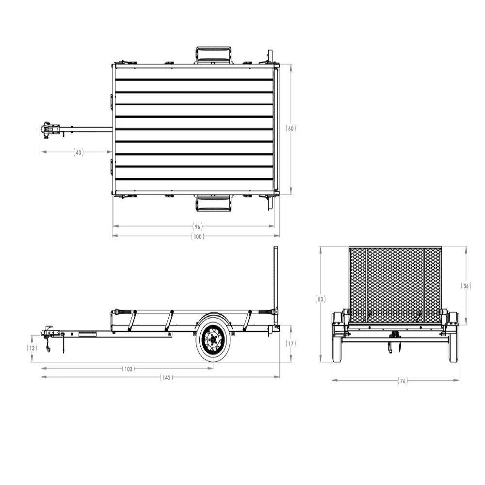 5 ft. x 8 ft. Wood Floor Utility Trailer w Sliding Rail System