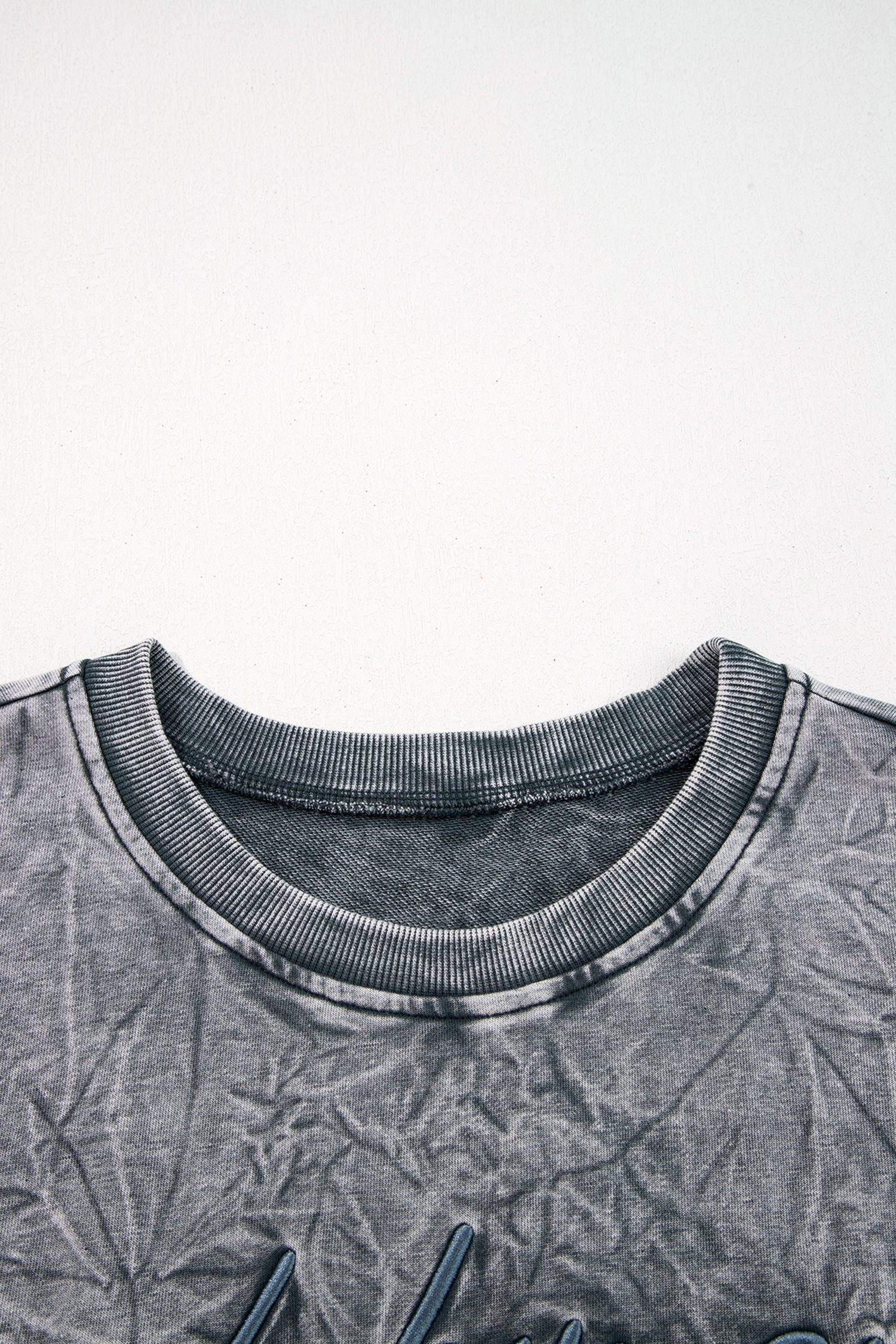 DUNE saved by grace Letter Embroidery Mineral Wash Loose Sweatshirt