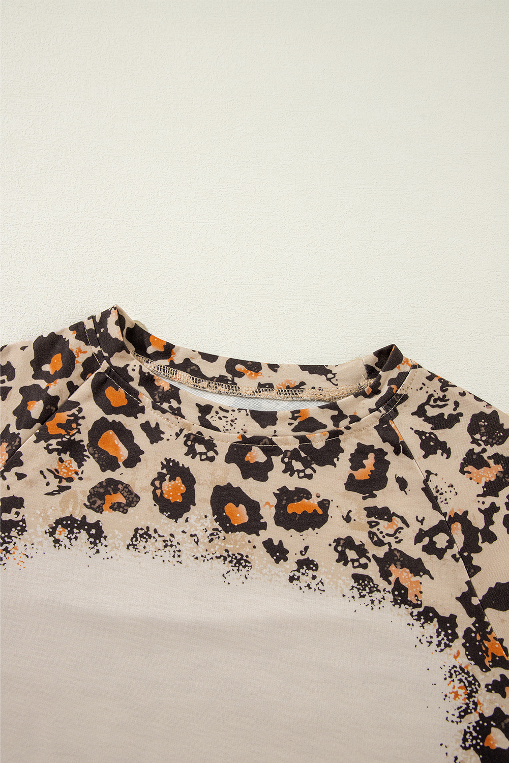Brown Bleached Halloween Pumpkin Leopard Print Sweatshirt