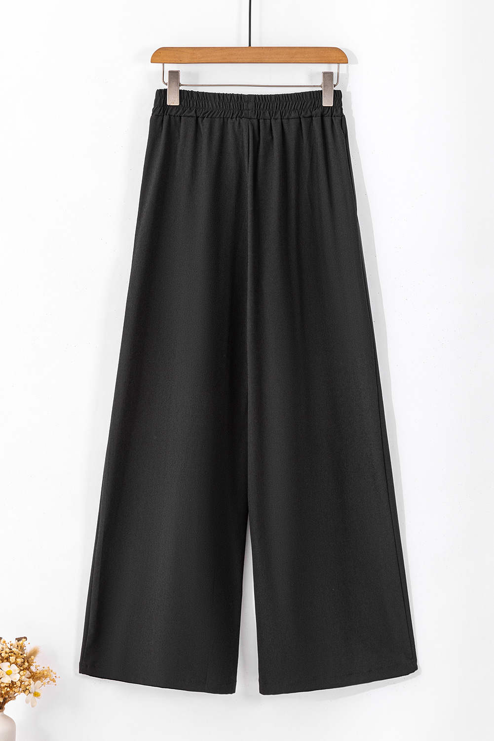 Rose Tan High Waisted Tie Front Side Pocket Wide Leg Flowy Casual Pants