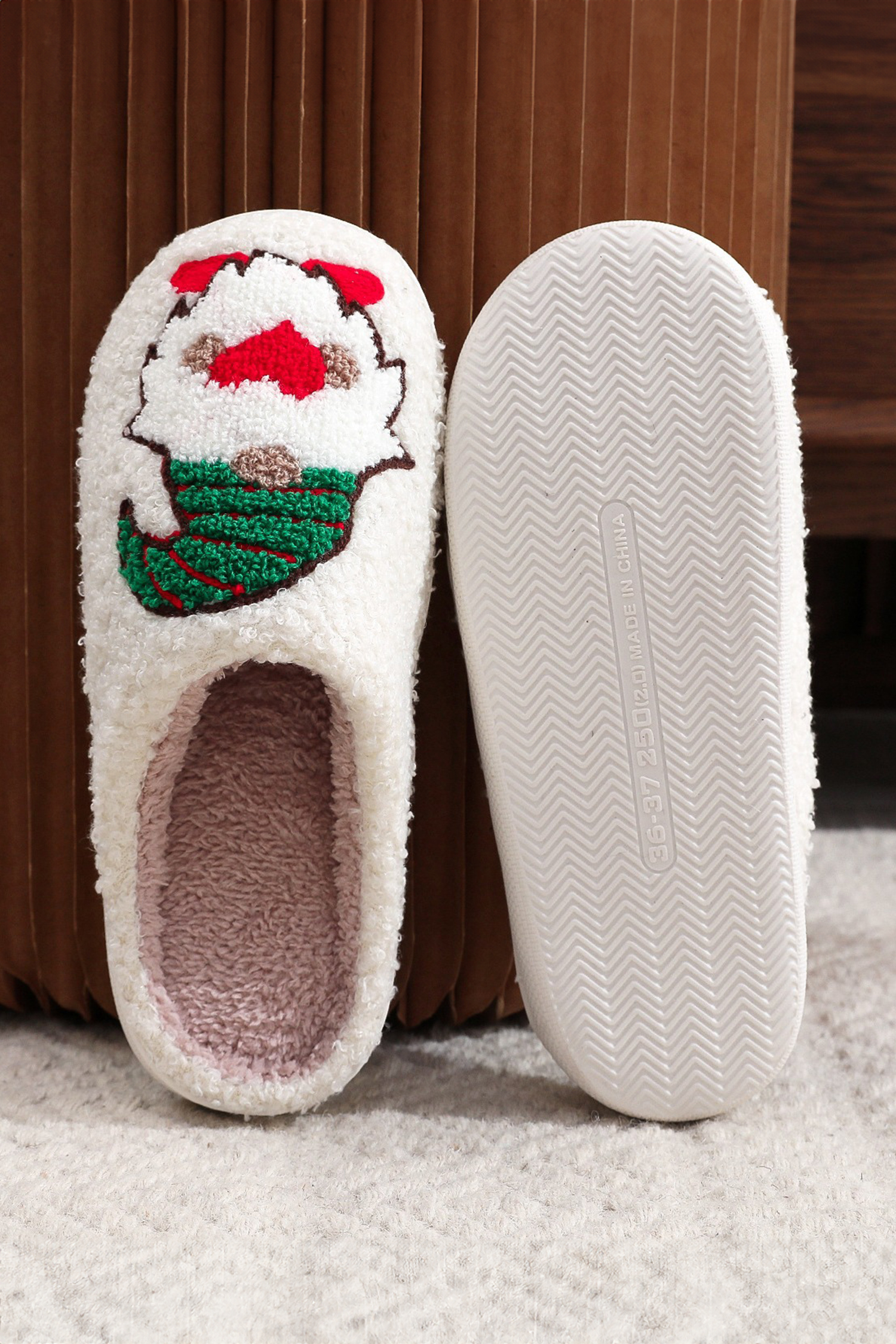 White Christmas Faceless Dwarf Shoes Plush House Slippers