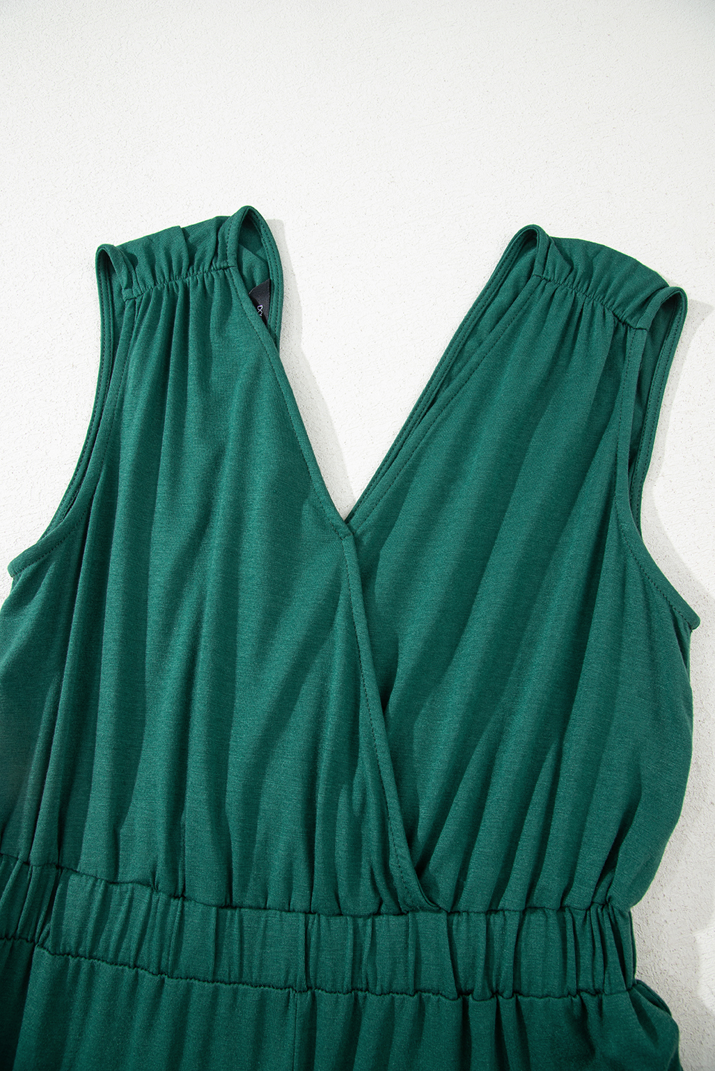 Black Deep V Pleated Crisscross Wide Leg Backless Jumpsuit