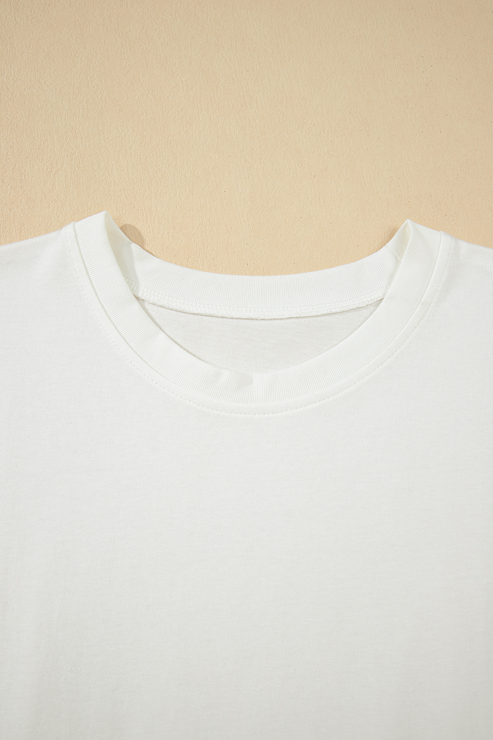 White Drop Shoulder Crew Neck Shift T Shirt Dress