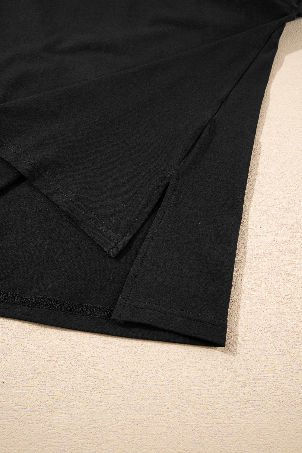 Black Loose Half Sleeve Hi Low Hem T Shirt