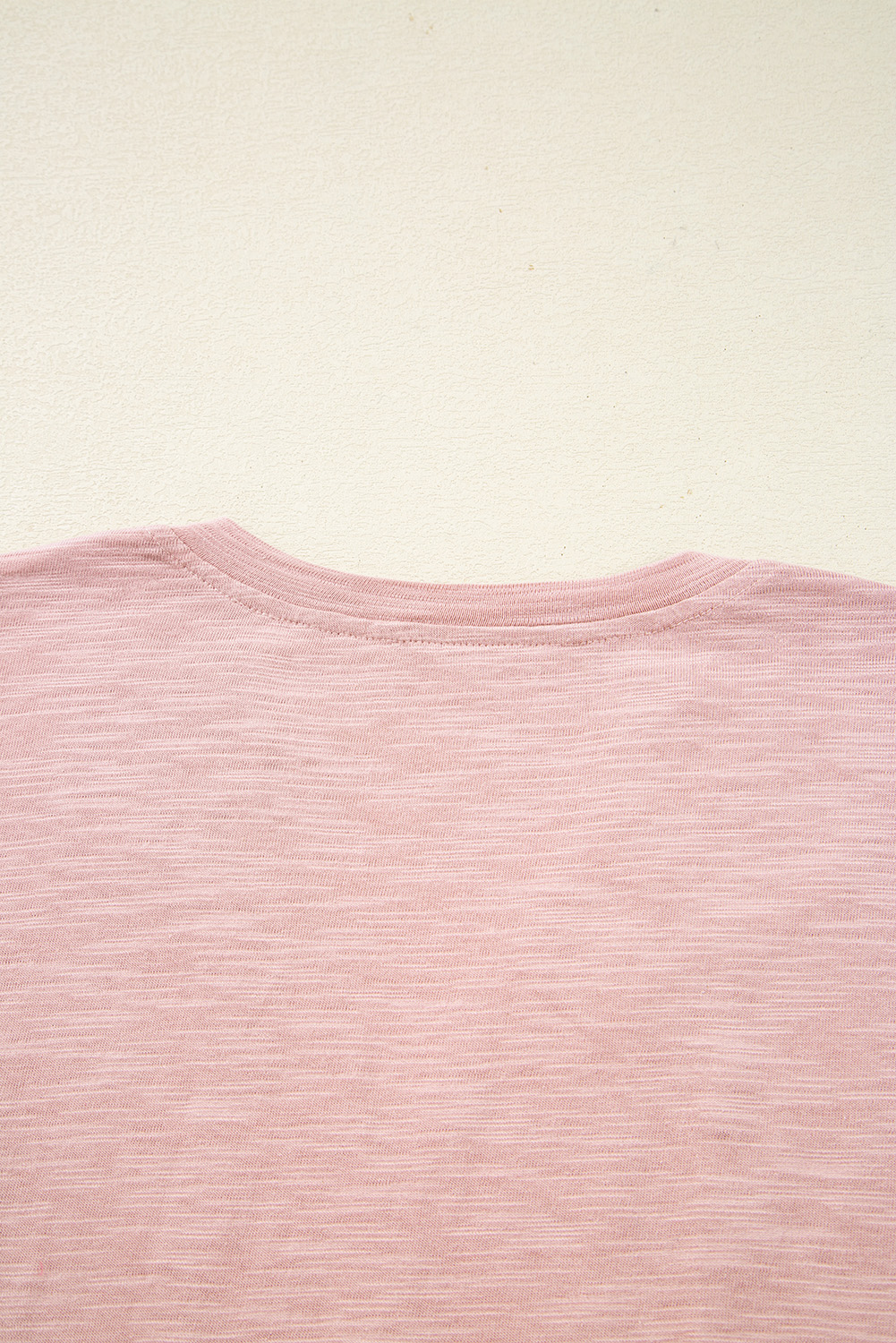 Light Pink Keyhole Notch V Neck Batwing Sleeve Blouse