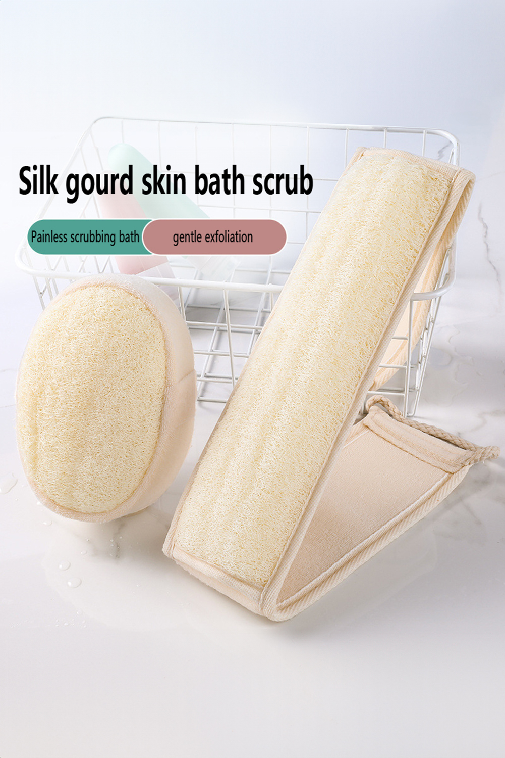 White Natural Loofah Sponge Bath Ball Shower Massage Brush