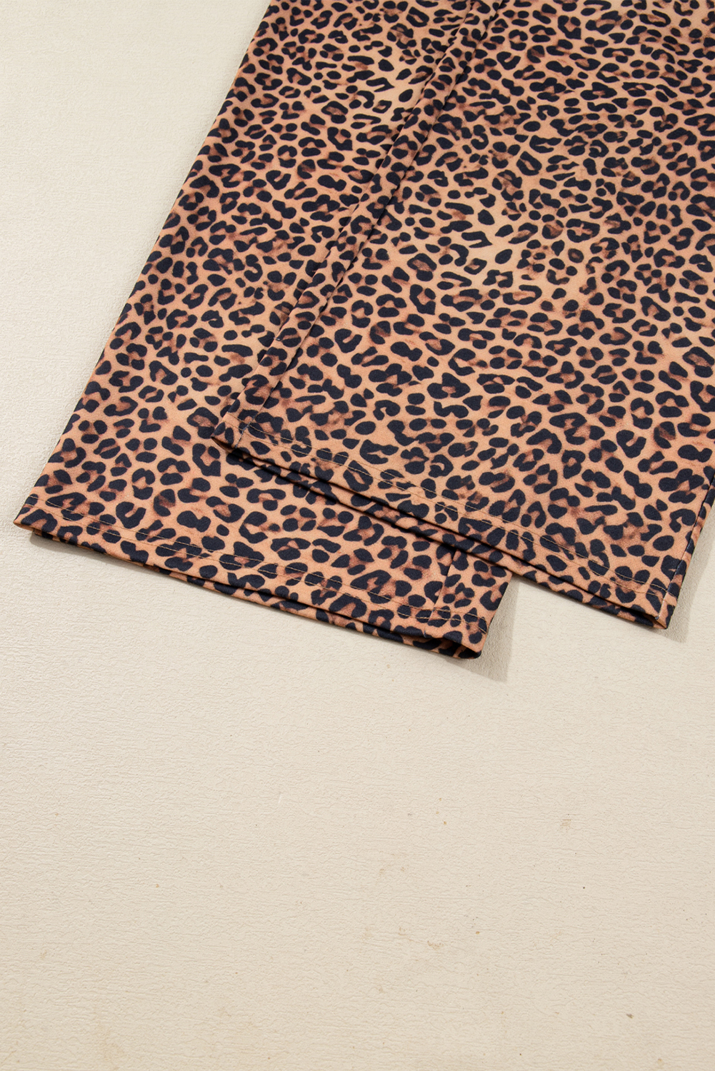 Khaki Leopard Pullover and Pants 2pcs Outfit with Bow Embroidery