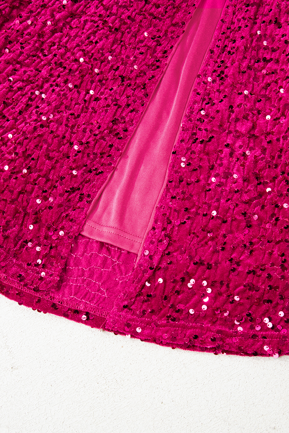 Pitaya Pink One Shoulder Thigh High Split Bodycon Sequin Gown