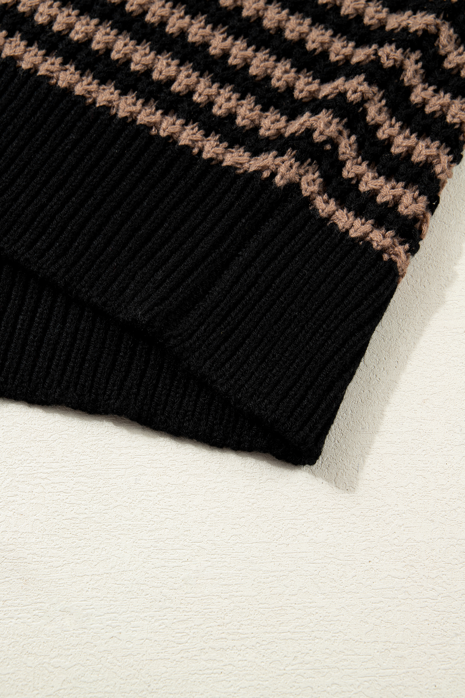 Black Stripe 3/4 Draped Sleeve Slouchy Sweater