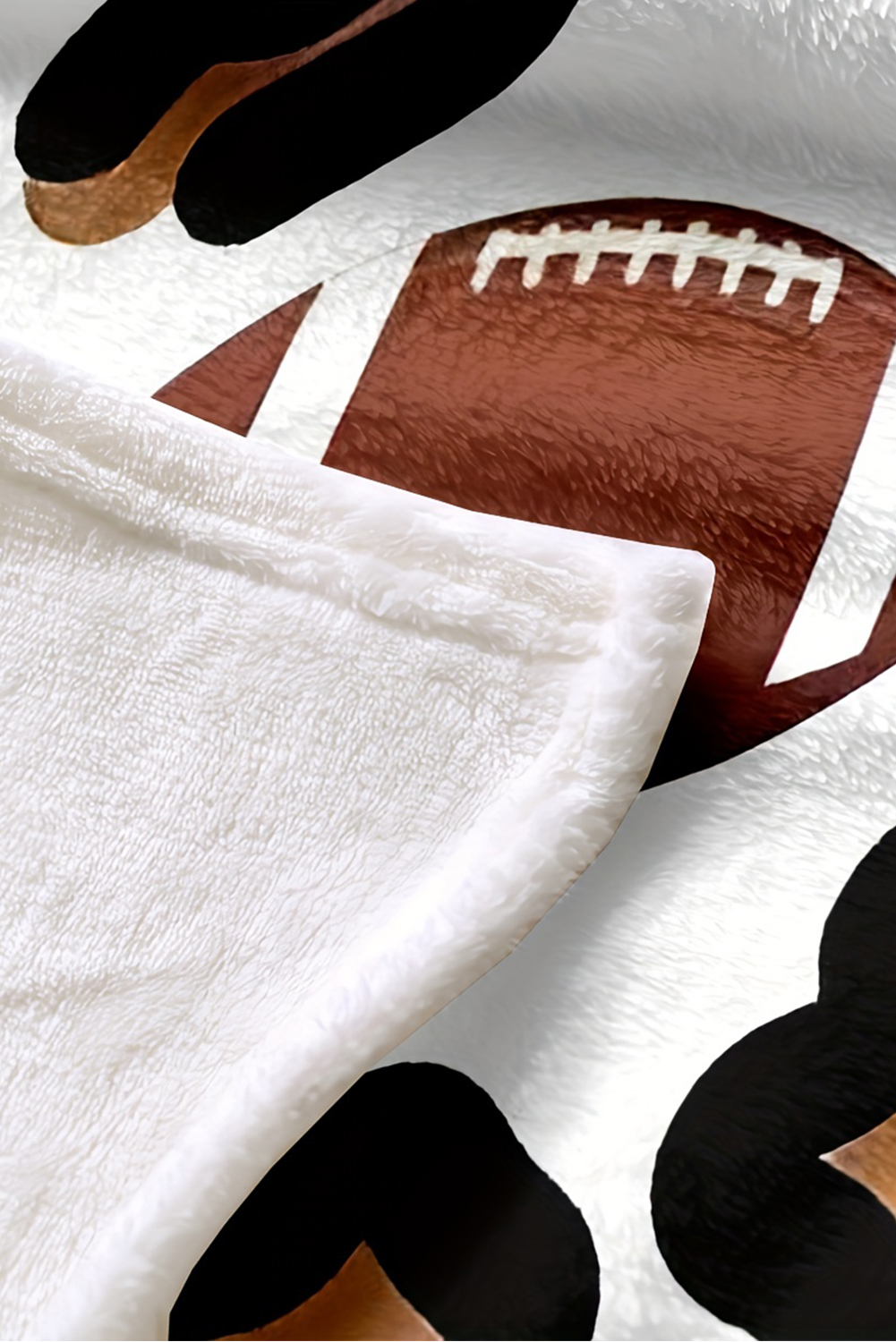 White Leopard & Rugby Football Print Flannel Blanket