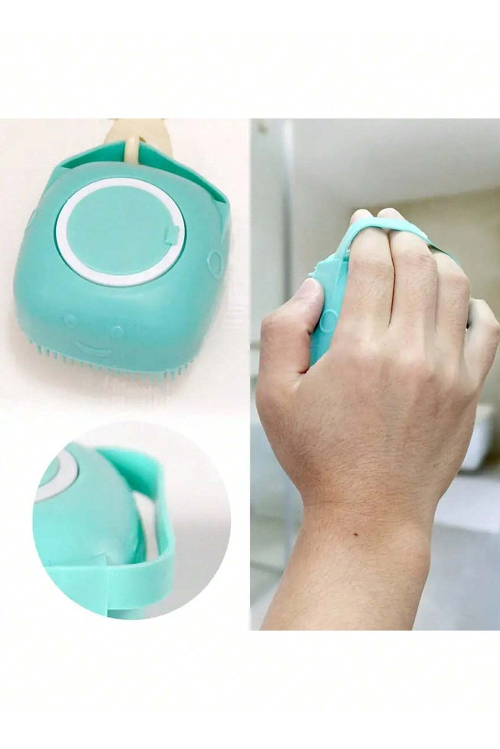 Pale Chestnut Silicone Pet Washer Brush with Shampoo Dispenser