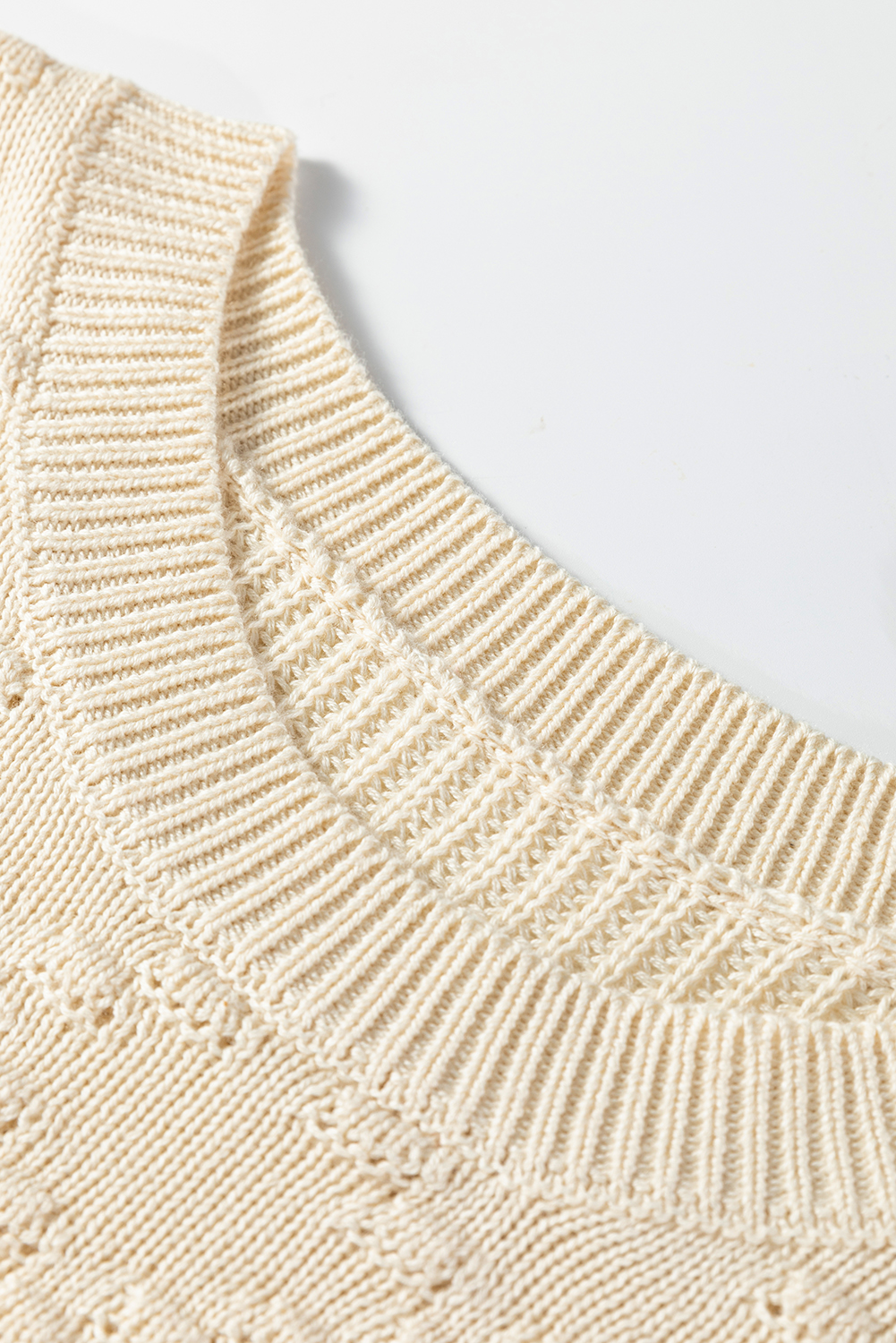 Jet Stream Mixed Texture Knit Flower Embroidered Detail Casual Sweater