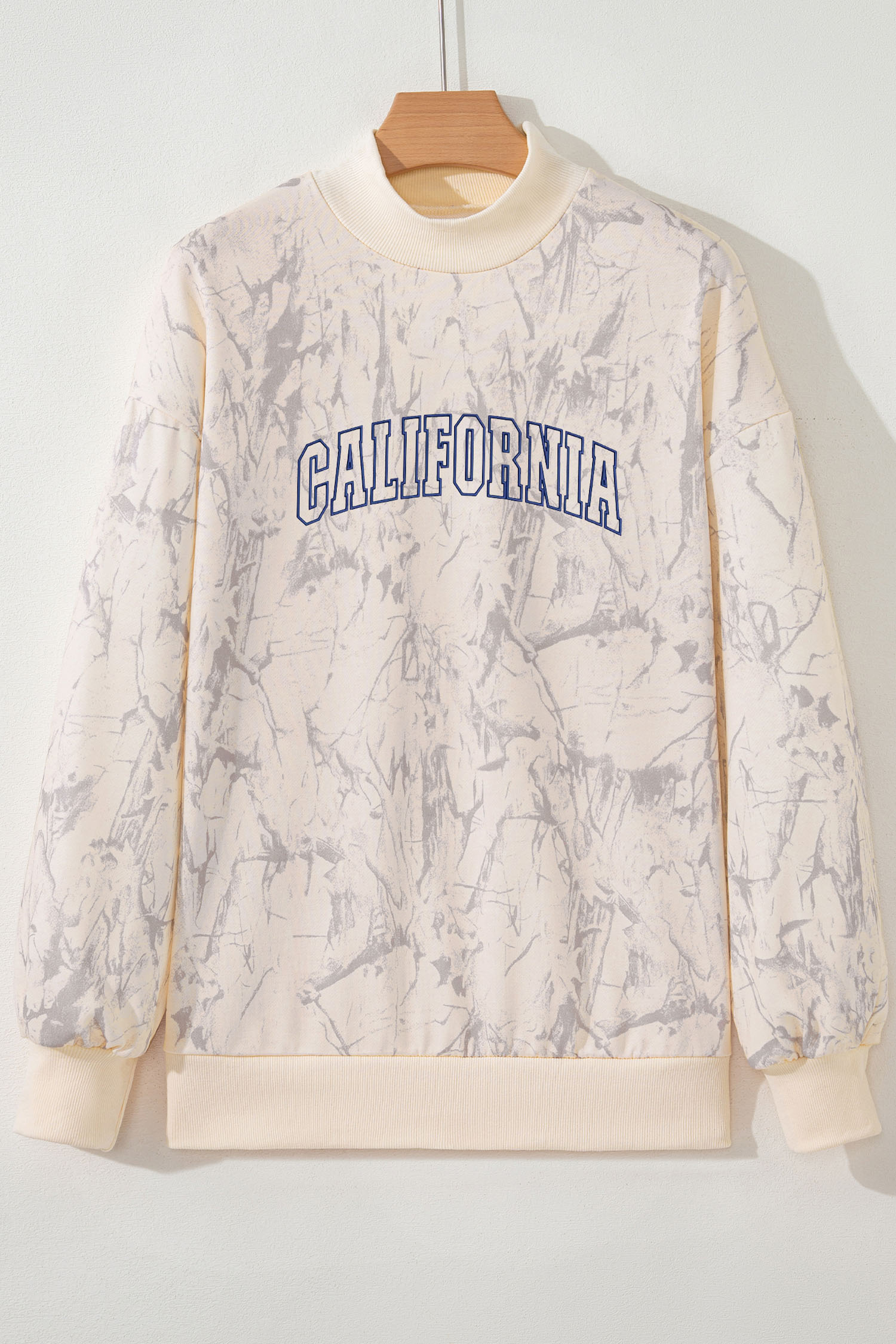 Khaki TEXAS Embroidered Camo Mock Neck Sweatshirt